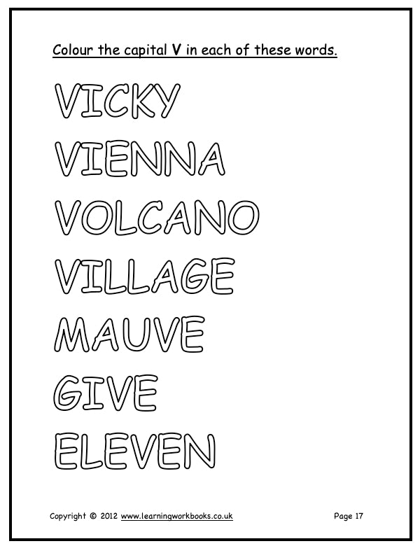 Alphabet Workbook Letter V (downloadable digital product)