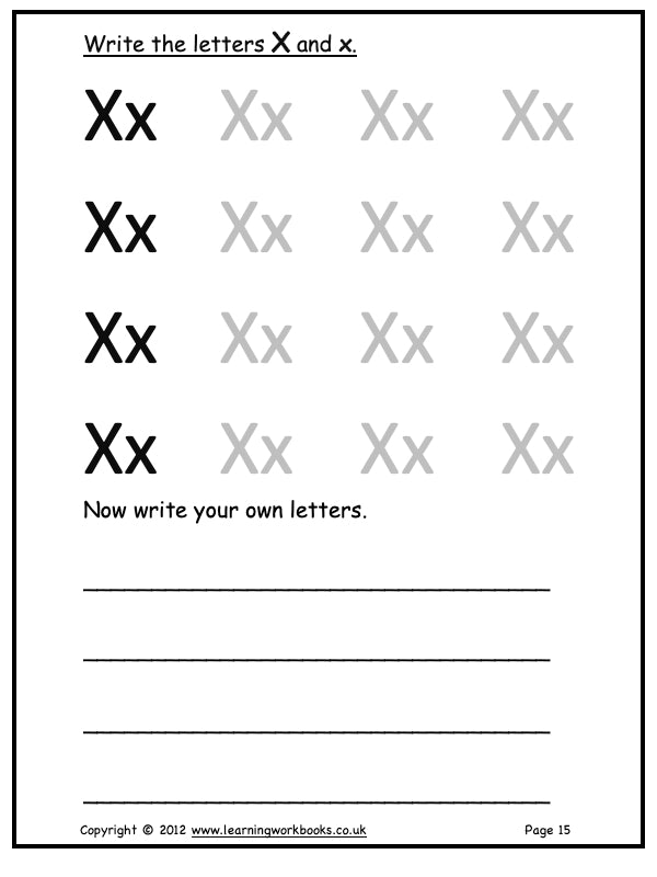 Alphabet Workbook Letter X (downloadable digital product)