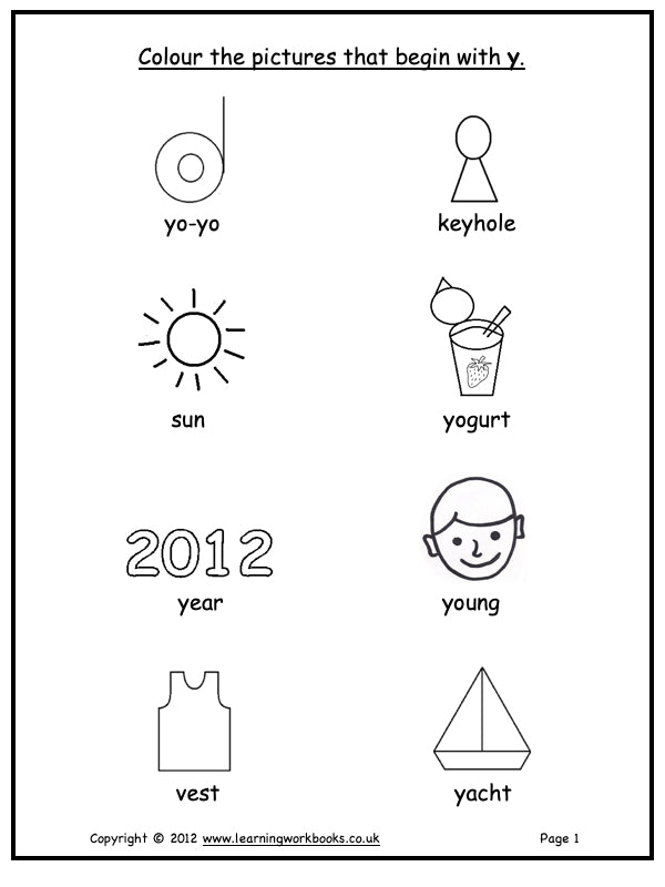 Alphabet Workbook Letter Y (downloadable digital product)