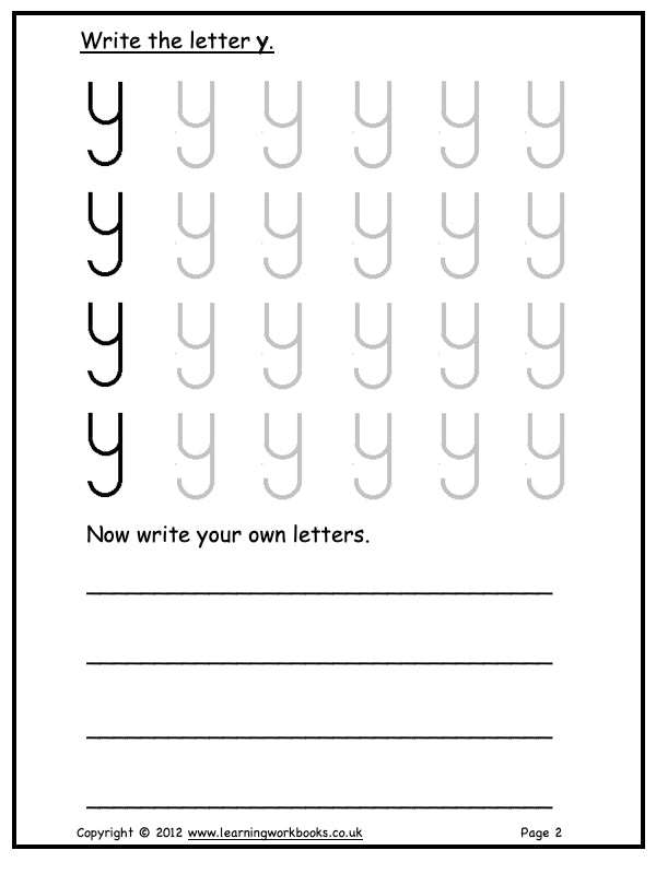 Alphabet Workbook Letter Y (downloadable digital product)