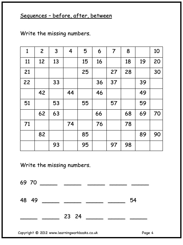 Numbers to 100 Homework Sheets (downloadable digital product)