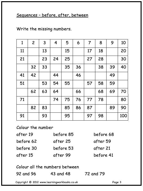Numbers to 100 Workbook (downloadable digital product)