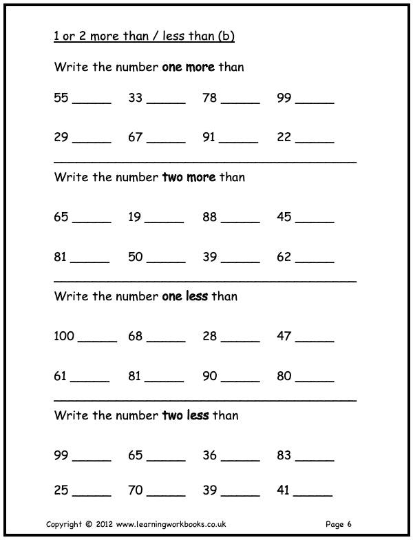 Numbers to 100 Workbook (downloadable digital product)