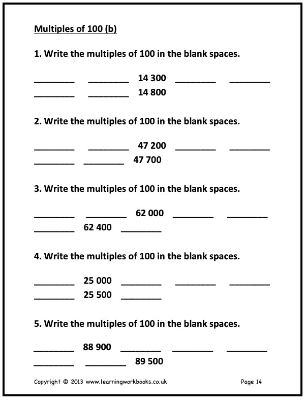 Numbers to 100,000 Workbook (downloadable digital product)