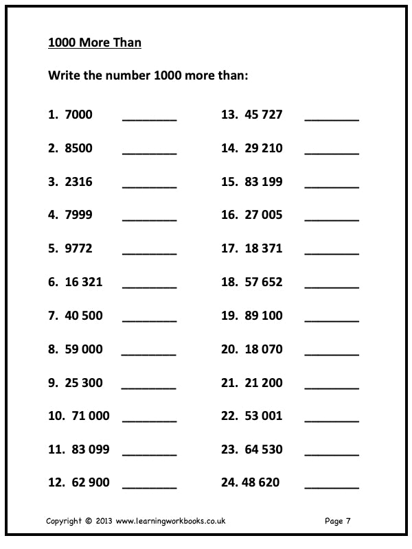 Numbers to 100,000 Workbook (downloadable digital product)