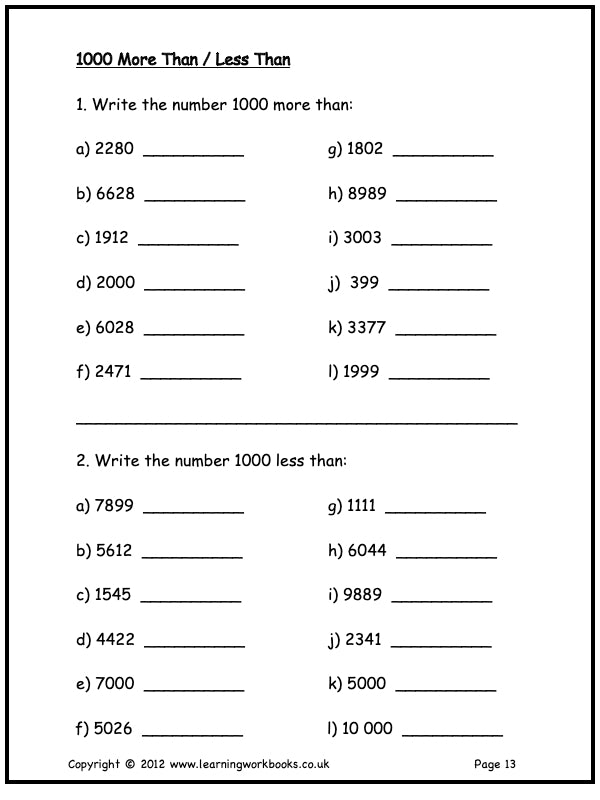 Numbers to 10,000 Workbook A (downloadable digital product)