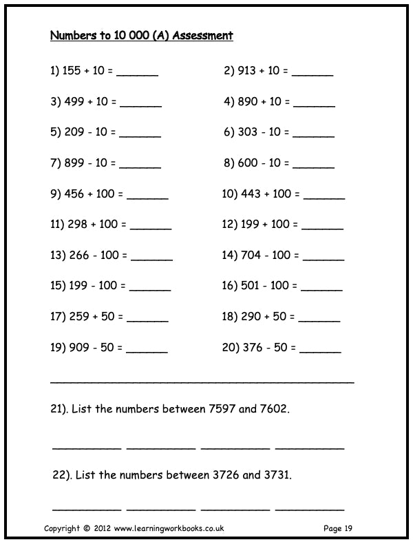 Numbers to 10,000 Workbook A (downloadable digital product)