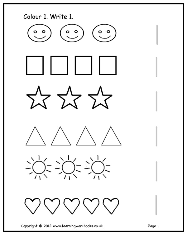 Numbers 1 - 5 Workbook (downloadable digital product)