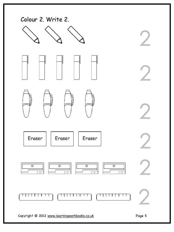 Numbers 1 - 5 Workbook (downloadable digital product)