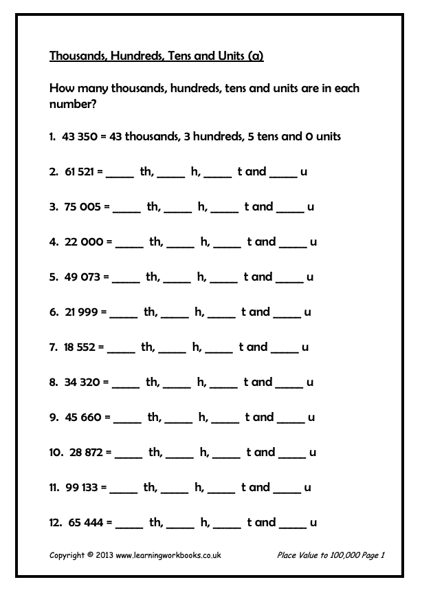 Place Value to 100,000 Workbook (downloadable digital product)