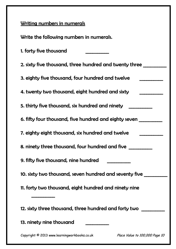 Place Value to 100,000 Workbook (downloadable digital product)
