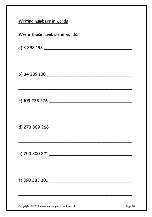 Place Value to a Billion Workbook (downloadable digital product)