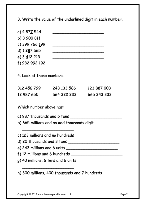 Place Value to a Billion Workbook (downloadable digital product)