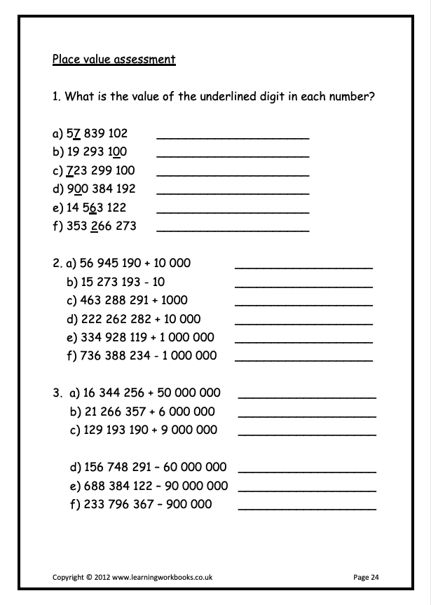 Place Value to a Billion Workbook (downloadable digital product)