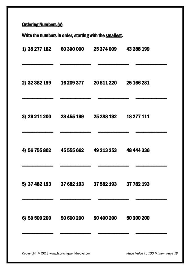 Place Value to 100 Million Workbook (downloadable digital product)