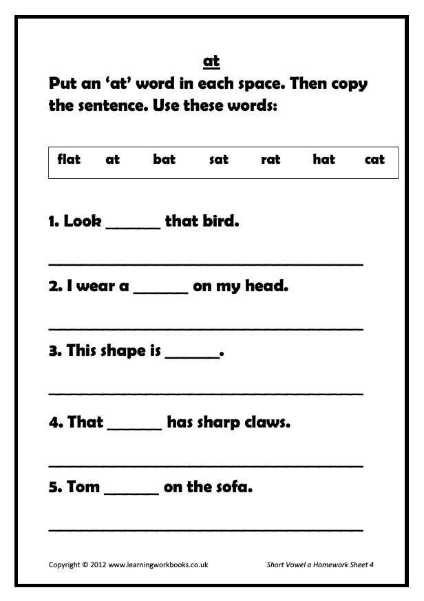 Phonics 1 Homework Sheets: Short Vowel a (downloadable digital product)