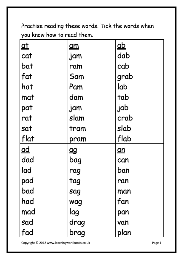 Phonics Workbook 1 - Short Vowel a (downloadable digital product)