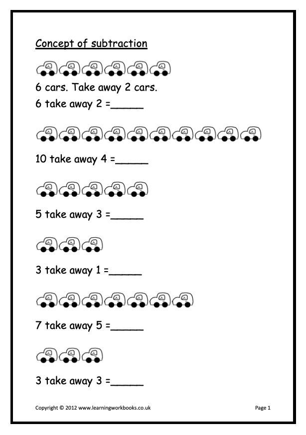 Subtraction to 5 Workbook (downloadable digital product)