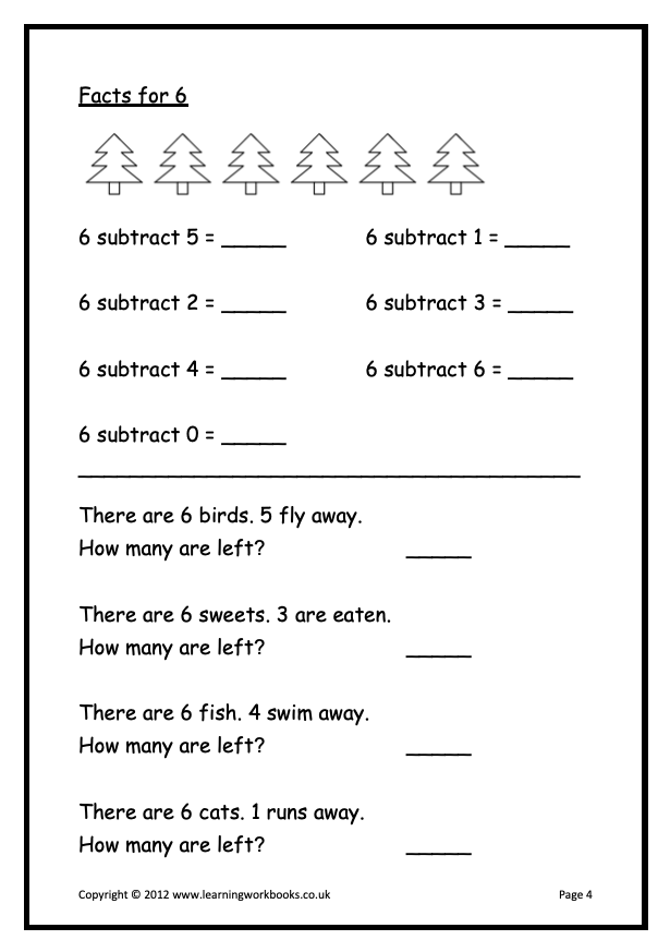 Subtraction to 10 Workbook (downloadable digital product)