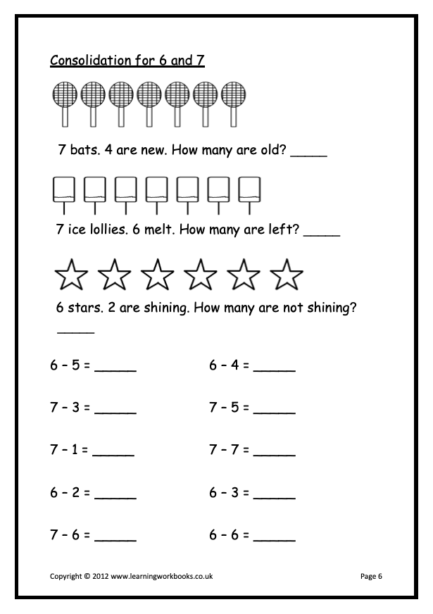 Subtraction to 10 Workbook (downloadable digital product)