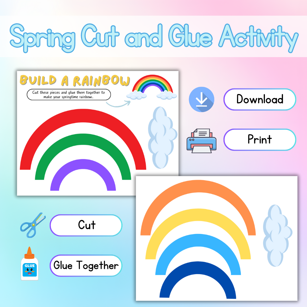 Build a Rainbow Arts and Crafts Template (downloadable digital product)
