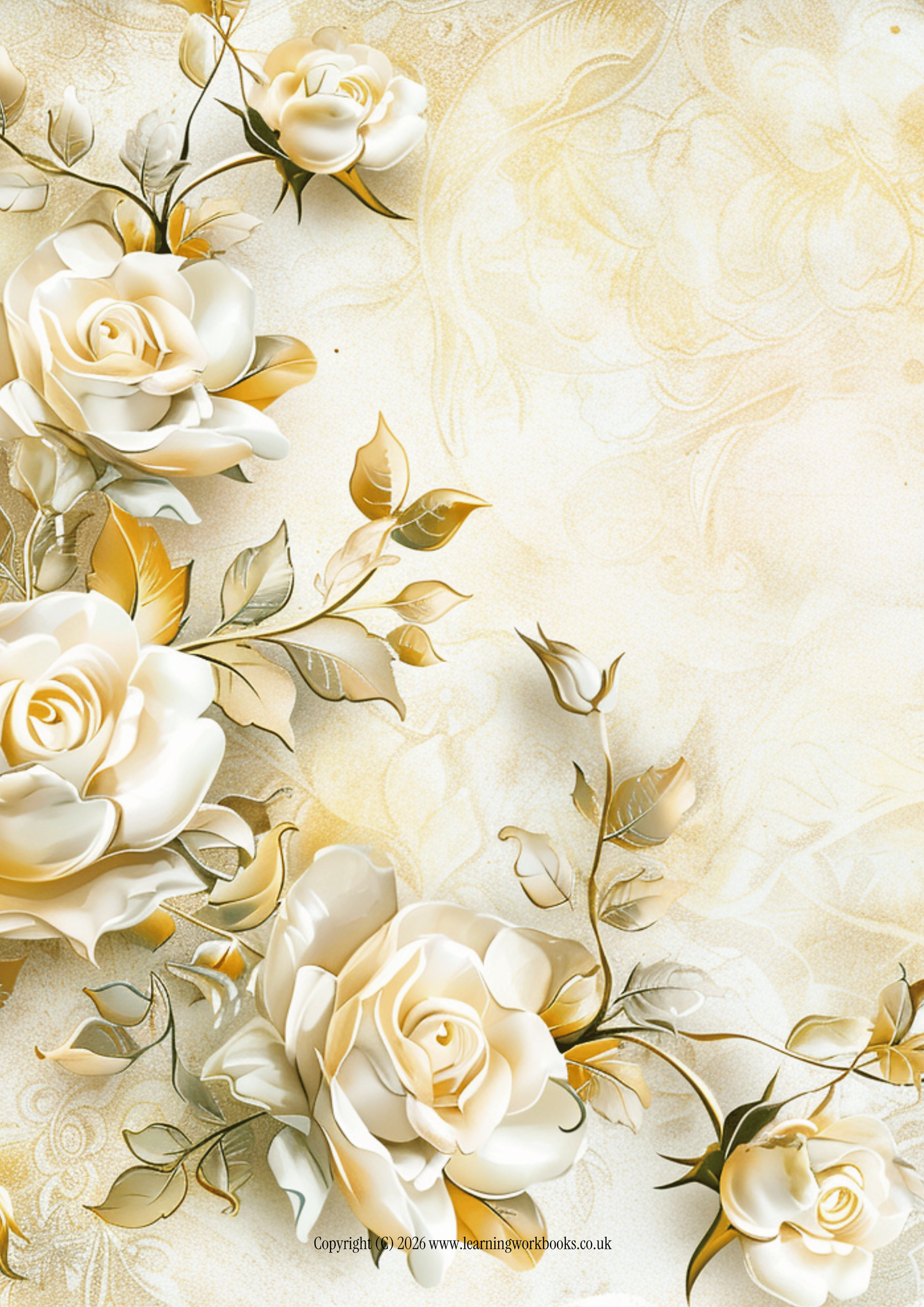 The Complete Wedding Planner – Design Number 1: Ivory and Gold Flowers (downloadable, high quality print, 100 pages)