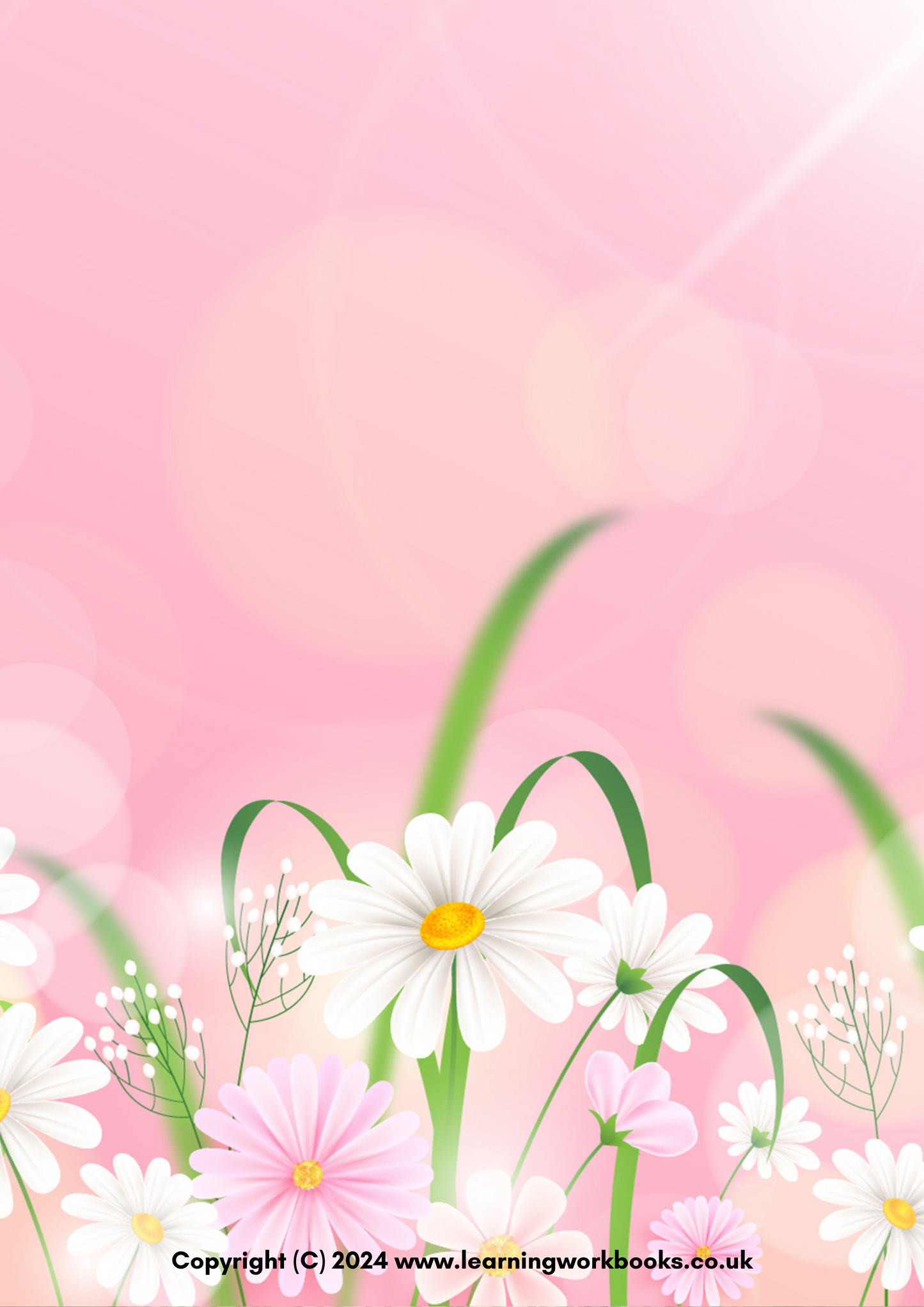 Lilac Daisies with Pink Background A4 Lined Notebook (Downloadable Ebook)