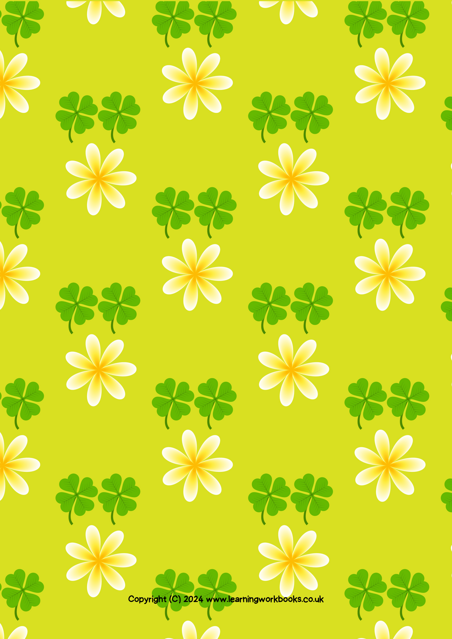 Yellow Flowers with Lime Green Background A4 Lined Notebook (Downloadable Ebook)