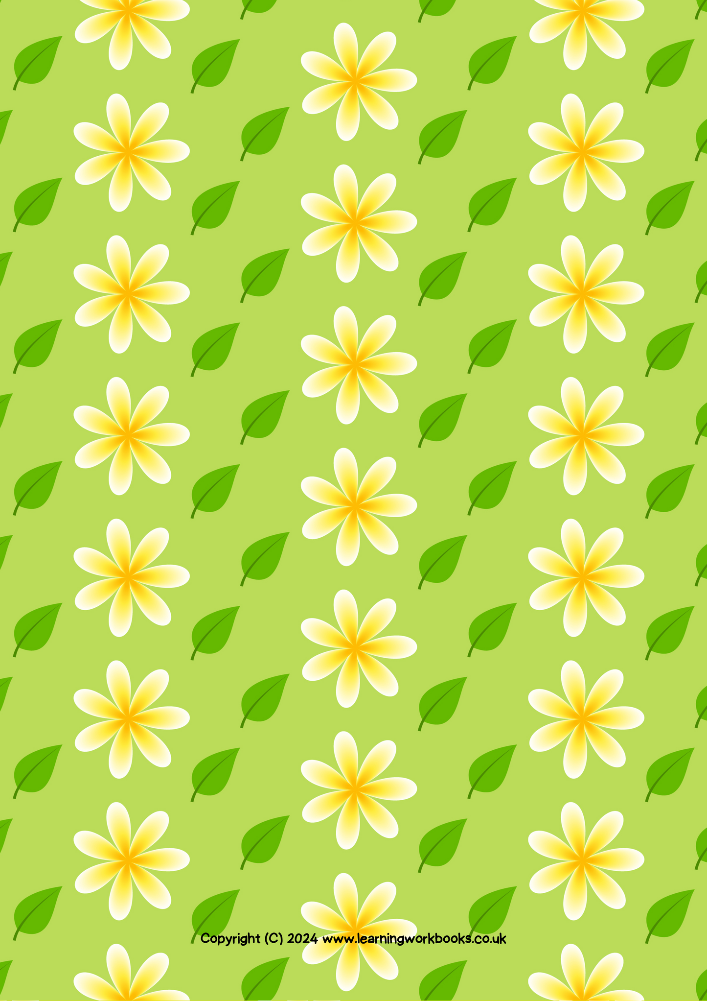 Yellow Flowers with Green Leaves A4 Lined Notebook (Downloadable Ebook)