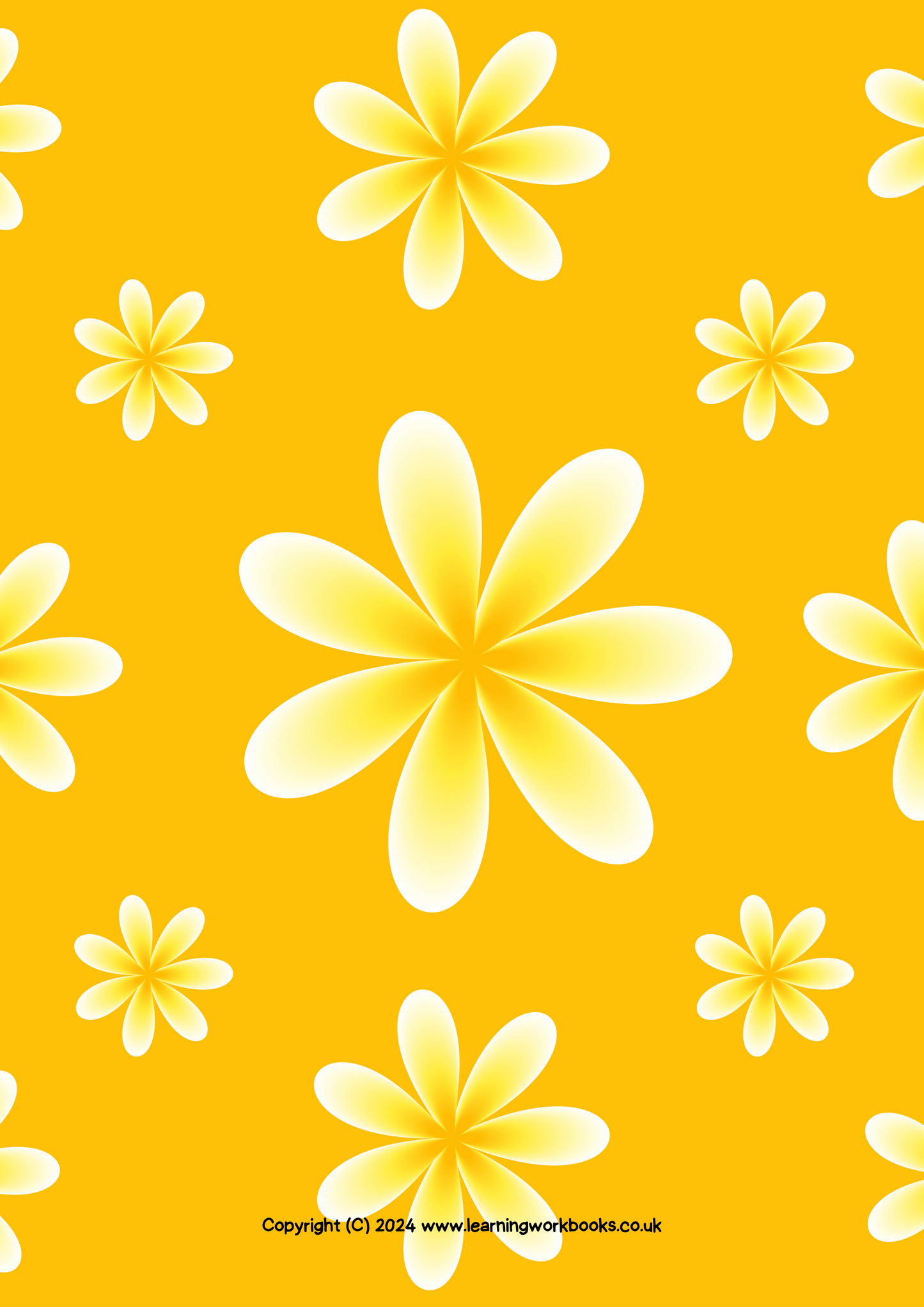 Yellow Flowers with Orange Background A4 Lined Notebook (Downloadable Ebook)