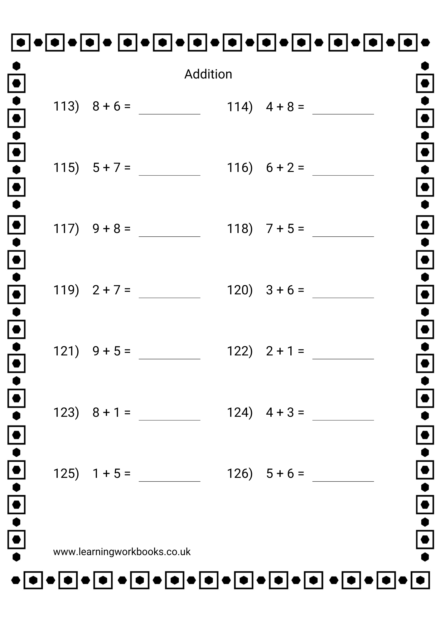 Adding Single Digits Workbook 2