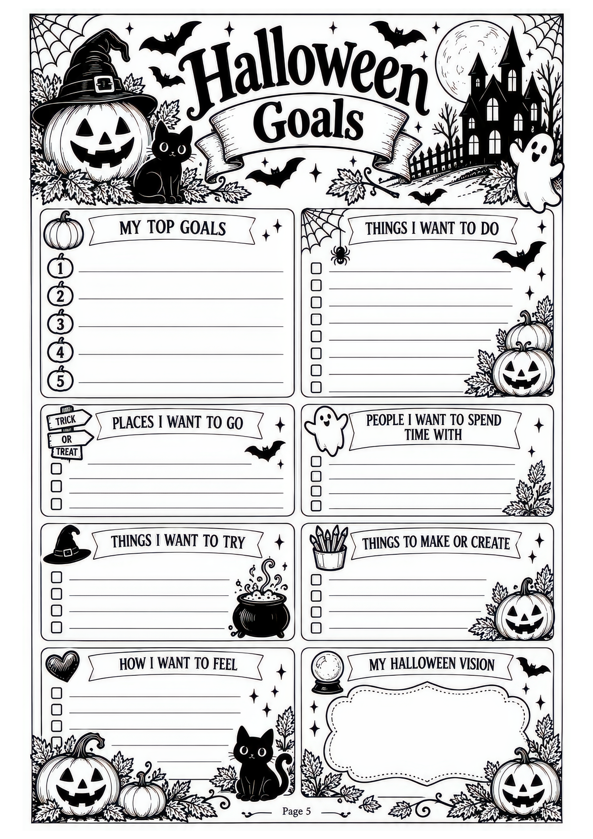 The Complete Halloween Planner / Design 1 / 100 Pages of Printable Halloween Planning Sheets