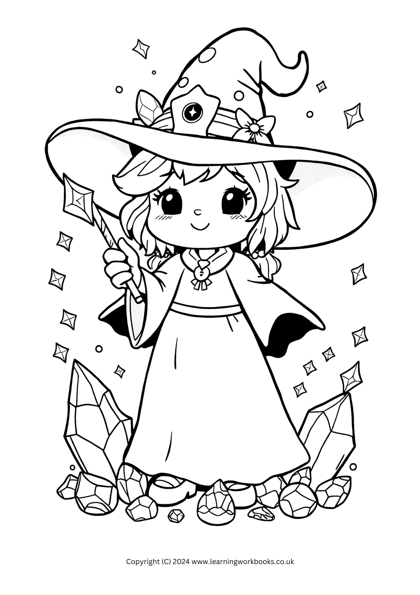 Kawaii Witches Halloween Colouring Book