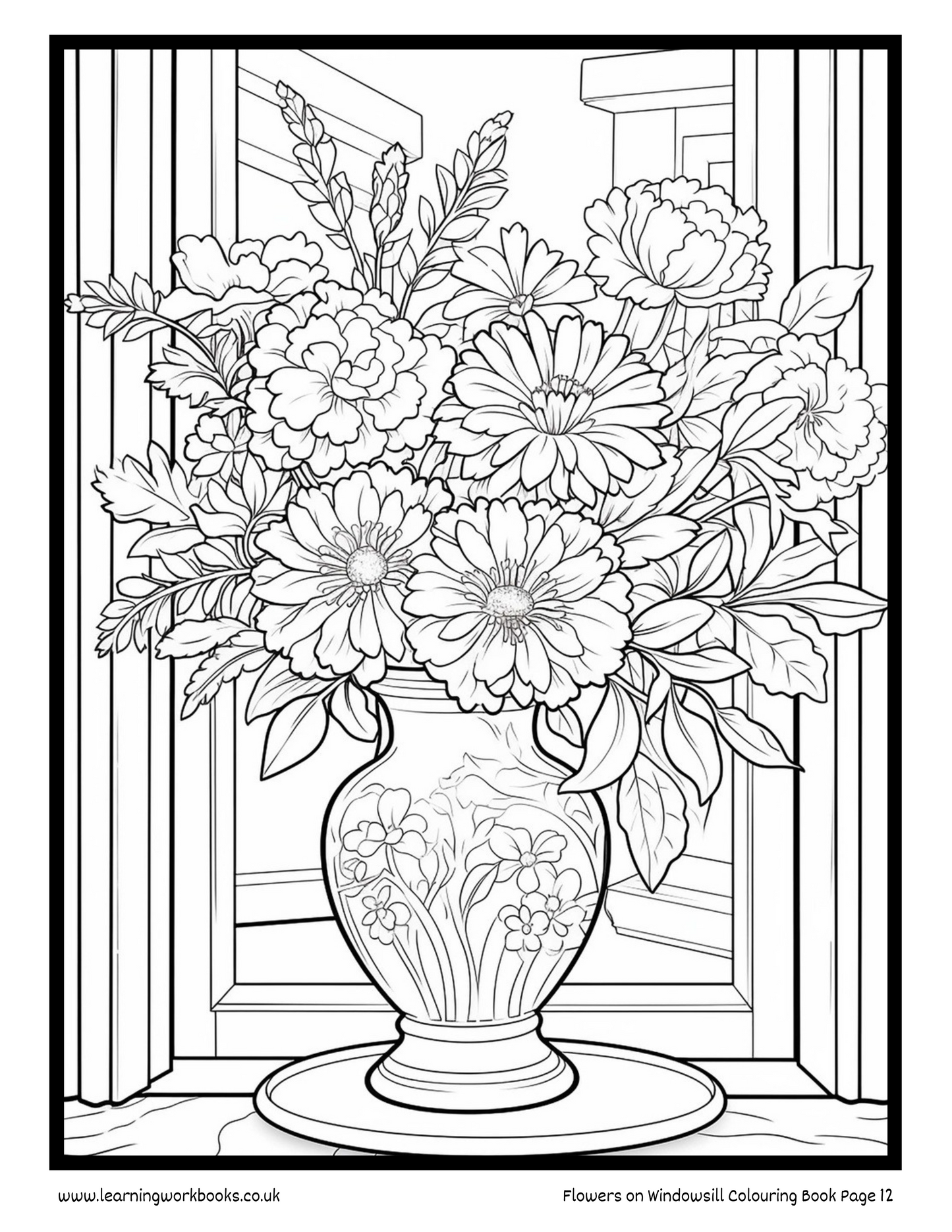 Flowers on Windowsill Colouring Book 4