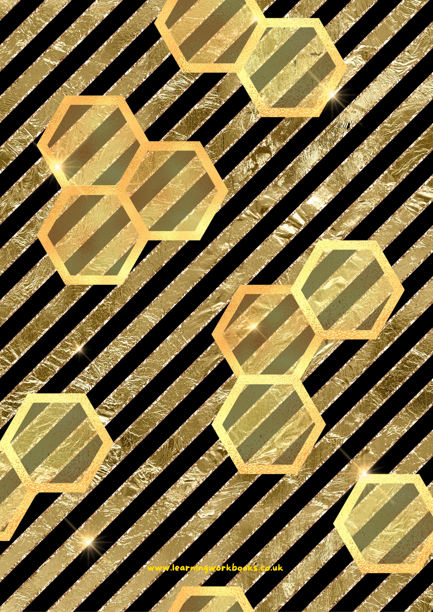 Honey Gold and Black Stripes with Honeycomb Pattern Teacher Planner