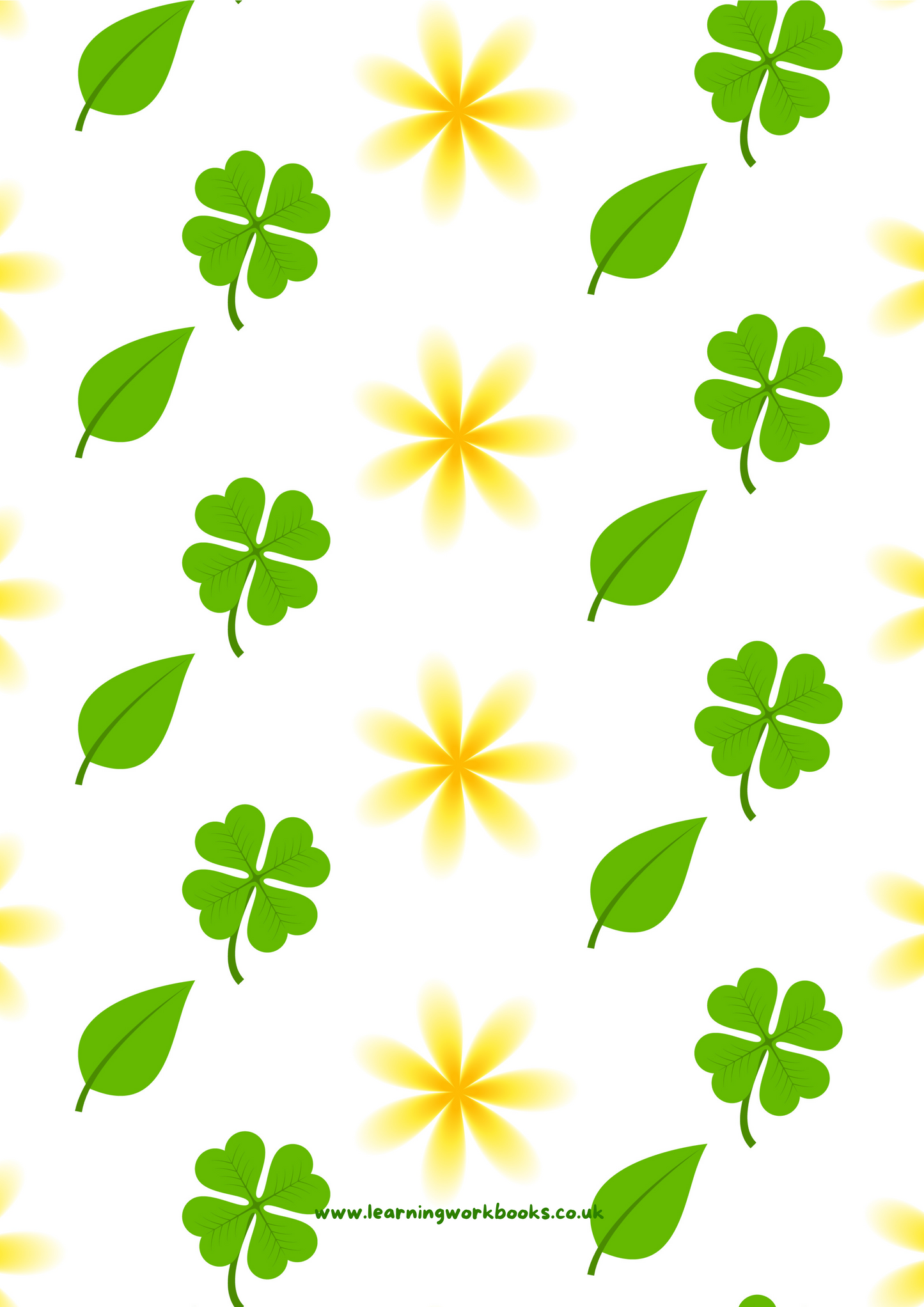 Yellow Flowers and Green Leaves with White Background Teacher Planner