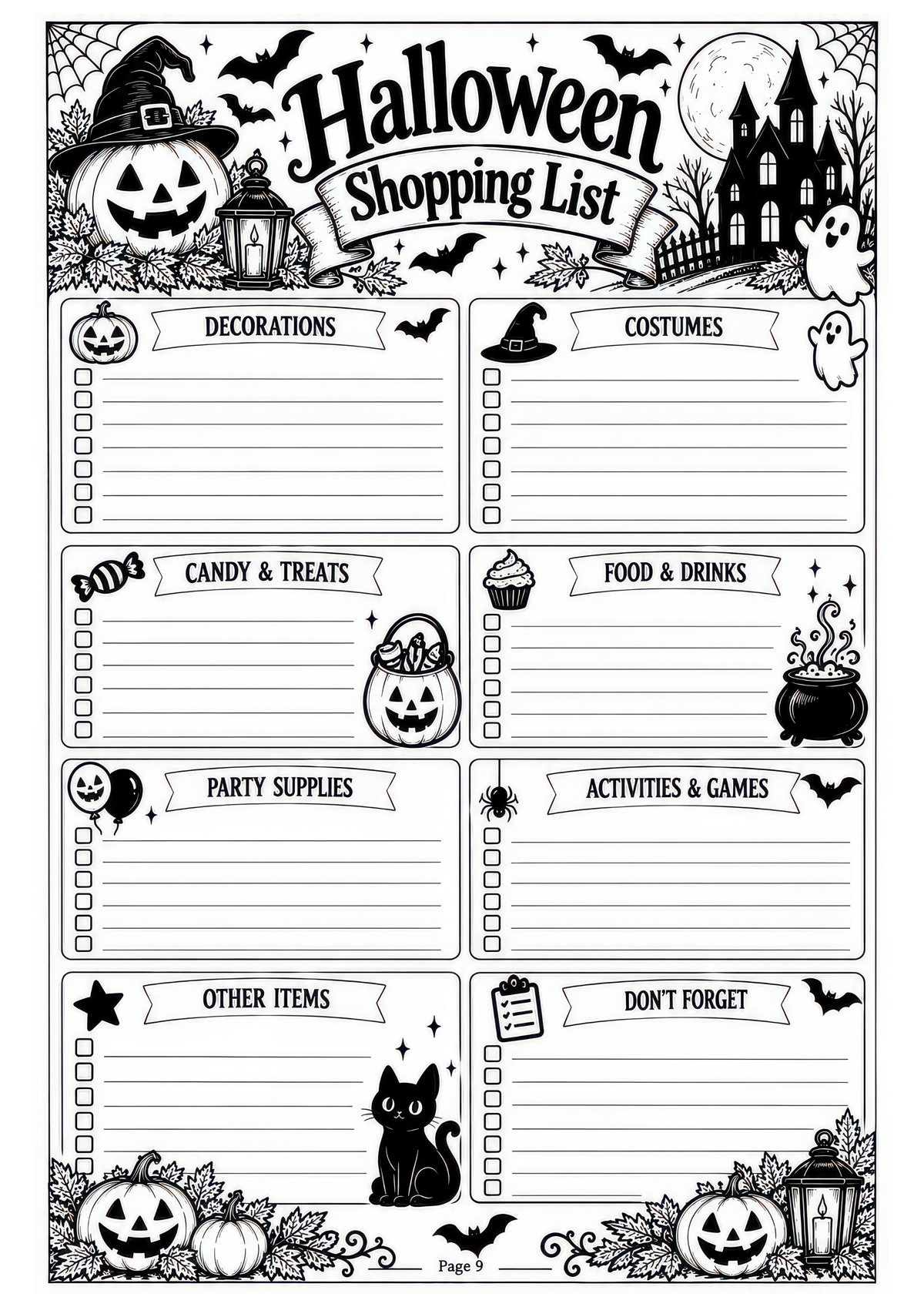 The Complete Halloween Planner / Design 1 / 100 Pages of Printable Halloween Planning Sheets
