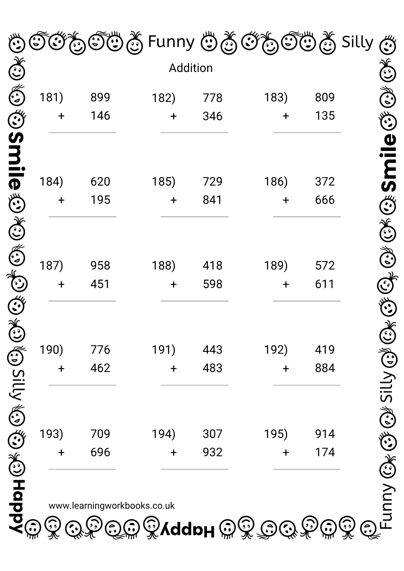 Adding 3 Digit Numbers Workbook 1 (downloadable digital product)