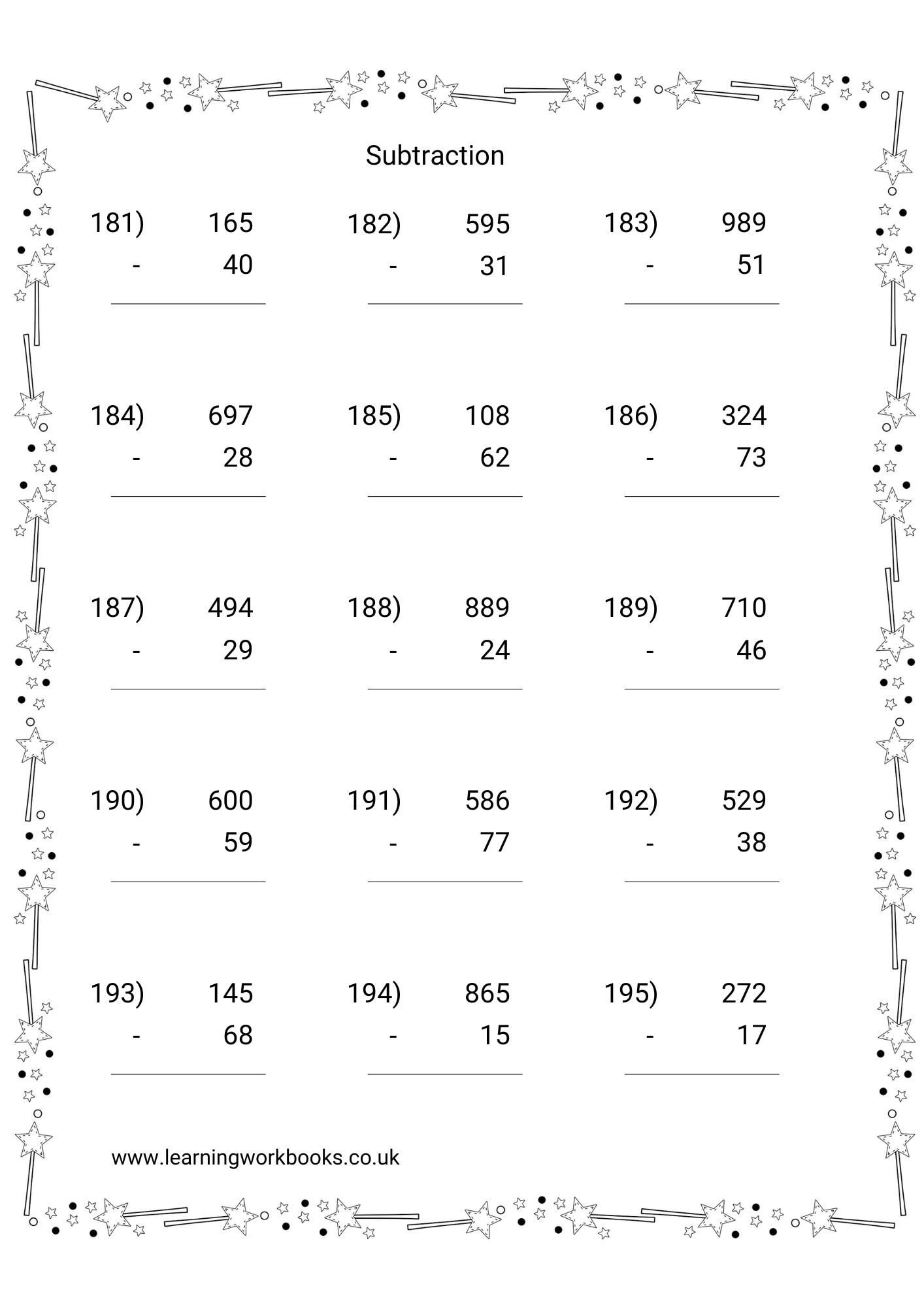 Subtracting 2 Digits From 3 Digit Numbers Workbook 1 (downloadable digital product)