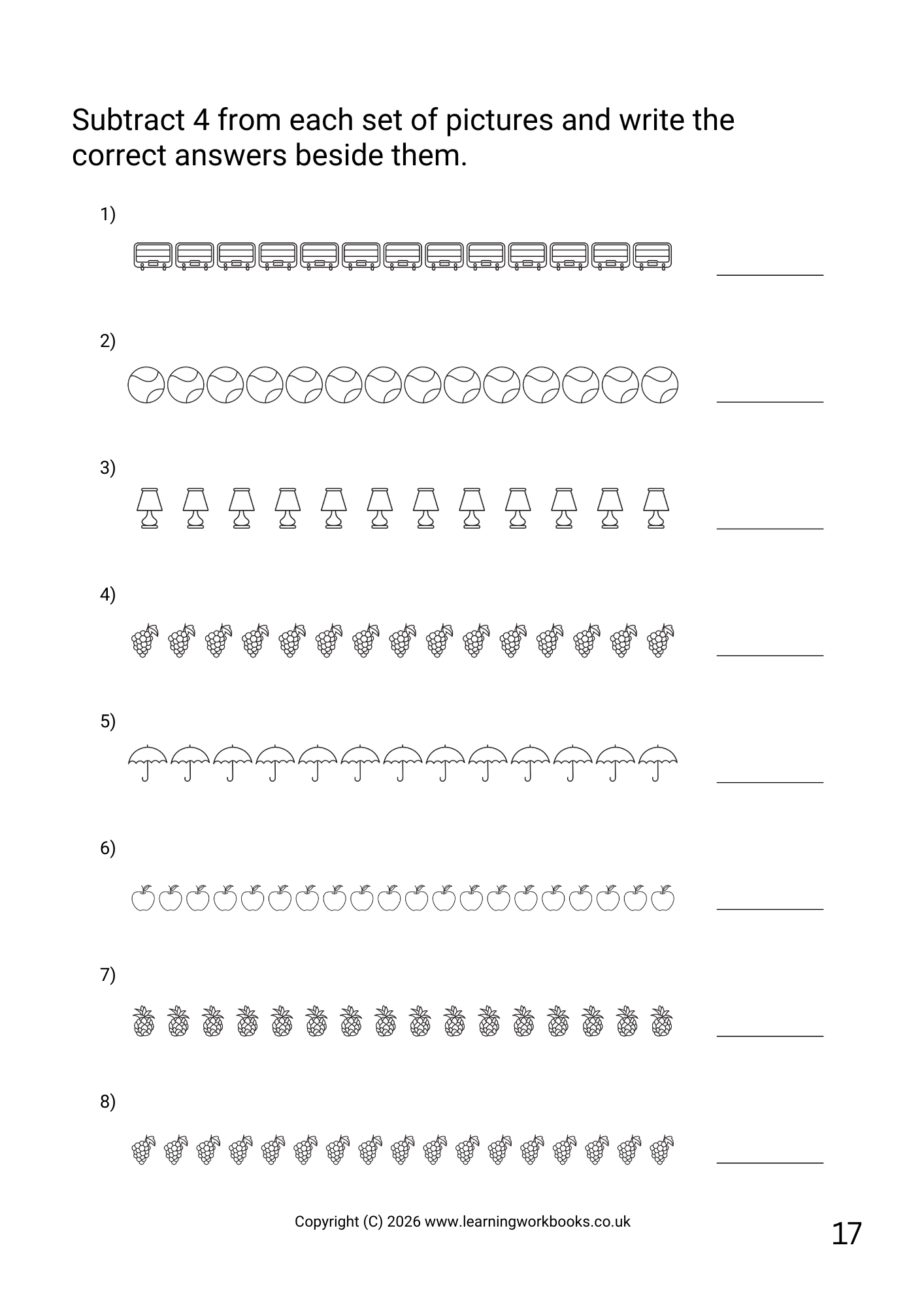 Subtraction to 20 Workbook 2 (downloadable digital product)