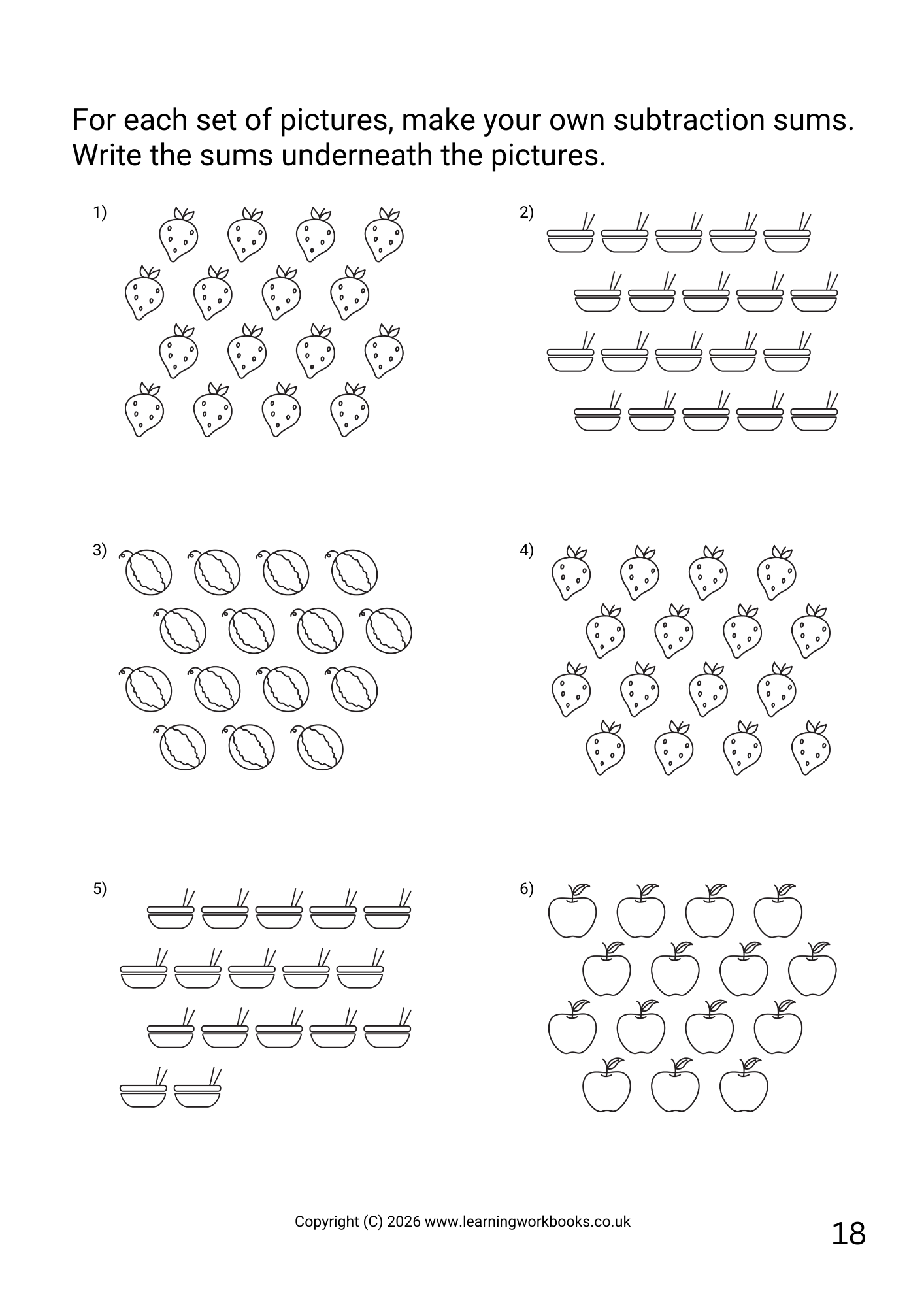 Subtraction to 20 Workbook 4 (downloadable digital product)