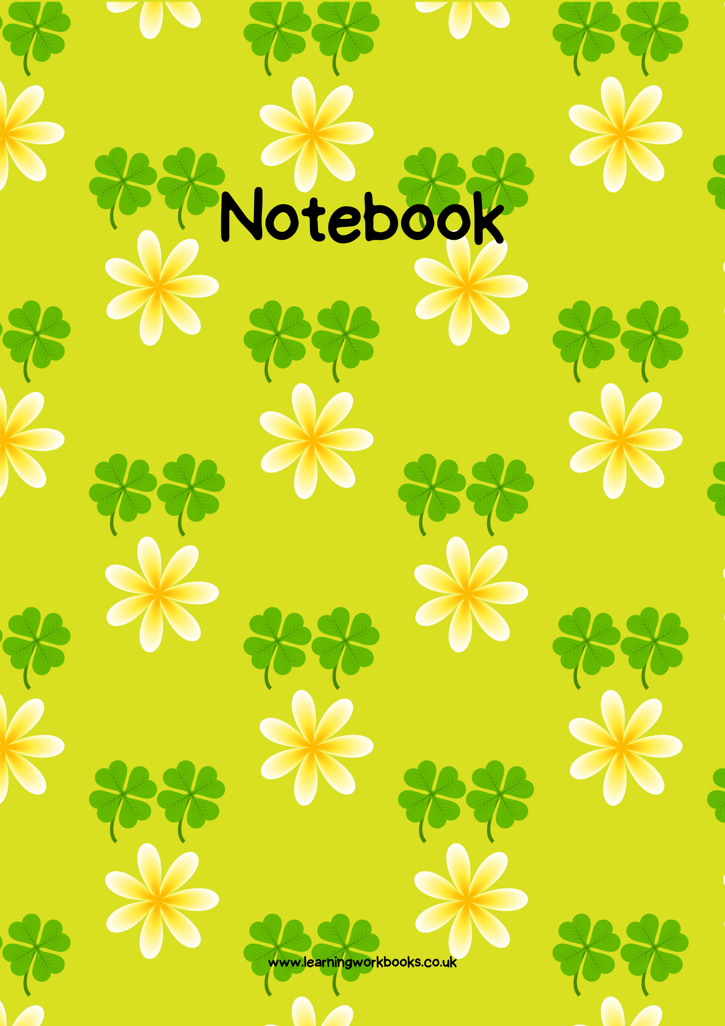 Yellow Flowers with Lime Green Background A4 Lined Notebook (Downloadable Ebook)