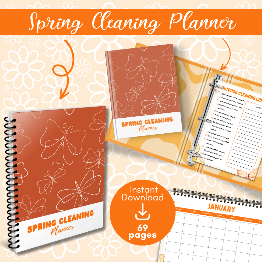 Orange Spring Cleaning Planner