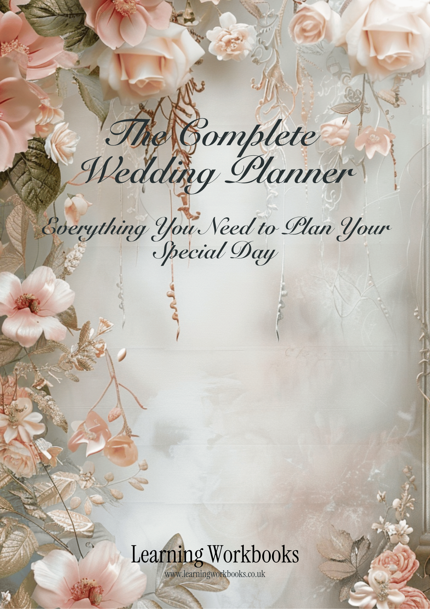The Complete Wedding Planner – Design Number 2: Taupe with Pink Flowers (downloadable, high quality print, 100 pages)
