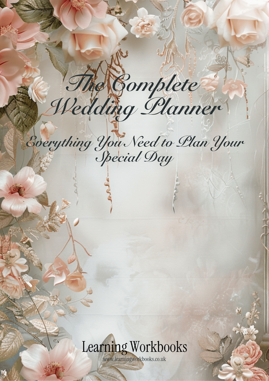 The Complete Wedding Planner – Design Number 2: Taupe with Pink Flowers (downloadable, high quality print, 100 pages)