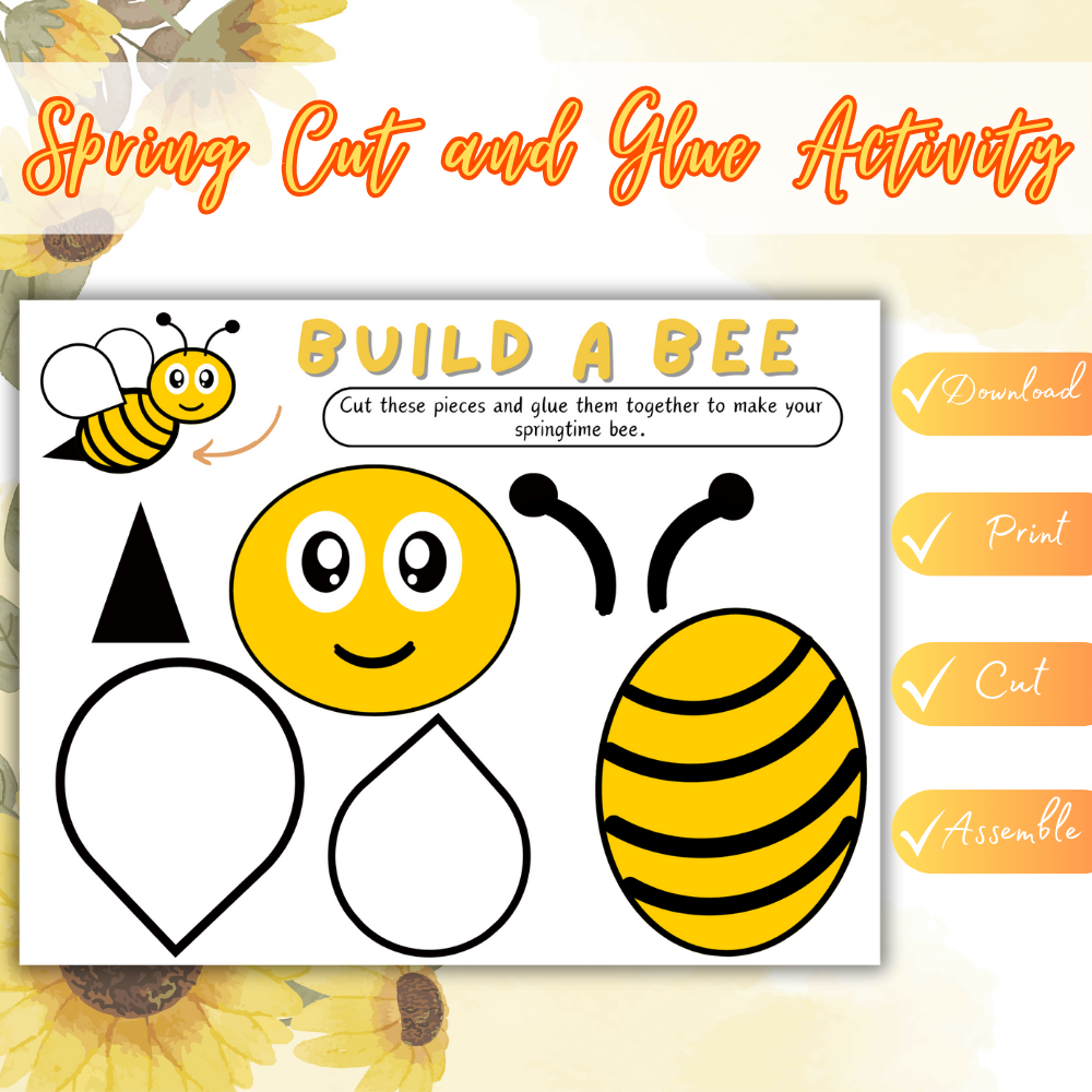 Build a Bee Arts and Crafts Template (downloadable digital product)