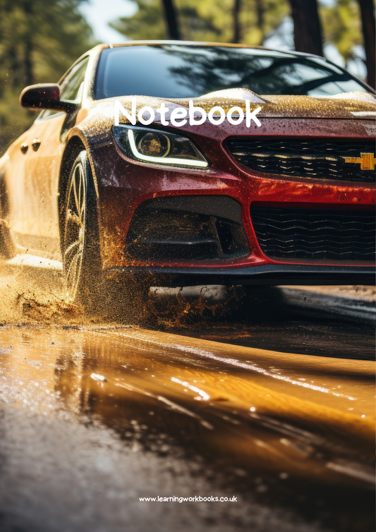 Sports Car A4 Lined Notebook 2 (Downloadable Ebook)