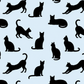 Blue Minimalist Cat Silhouette Pattern / Animal Patterns Printable Art 4 / Premium Printable Digital Download