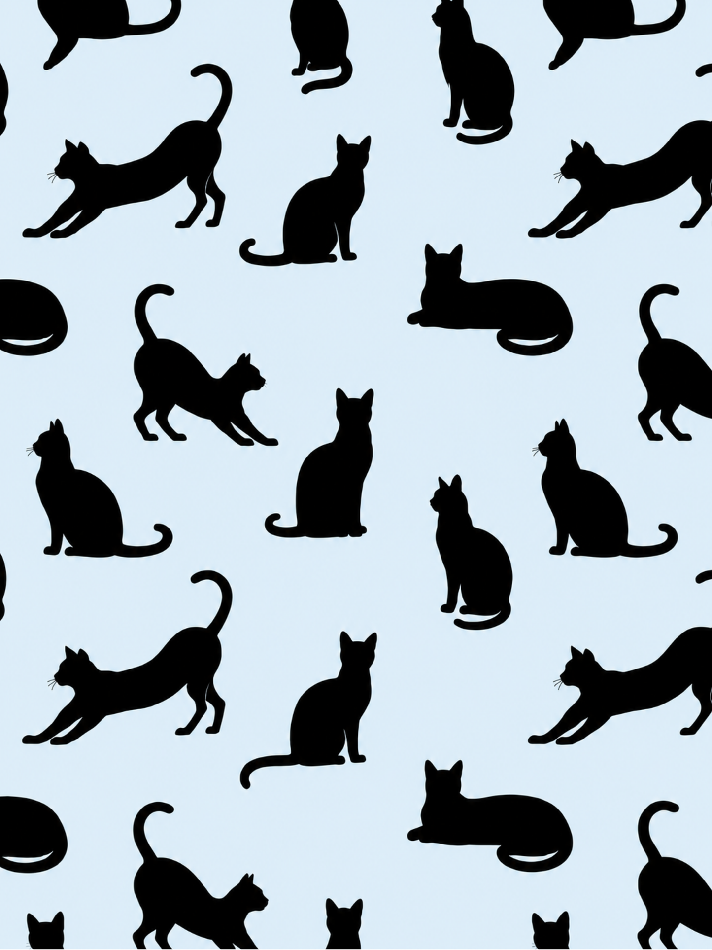 Blue Minimalist Cat Silhouette Pattern / Animal Patterns Printable Art 4 / Premium Printable Digital Download