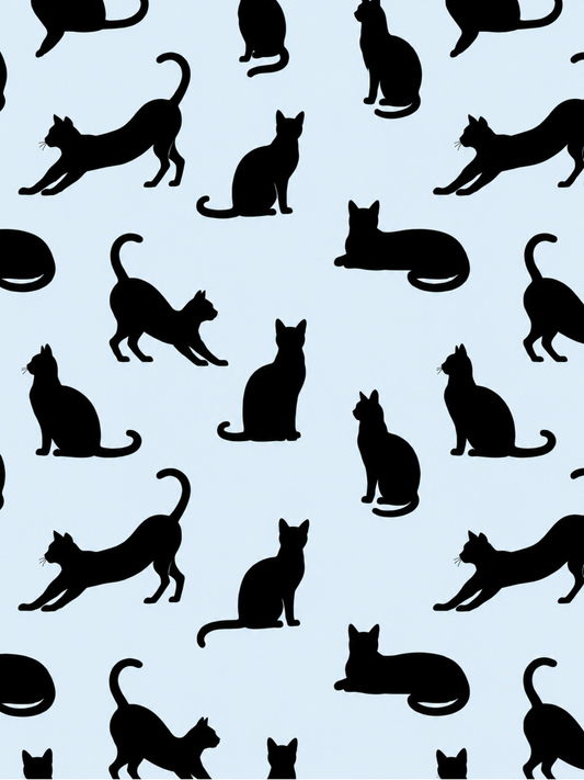 Blue Minimalist Cat Silhouette Pattern / Animal Patterns Printable Art 4 / Premium Printable Digital Download